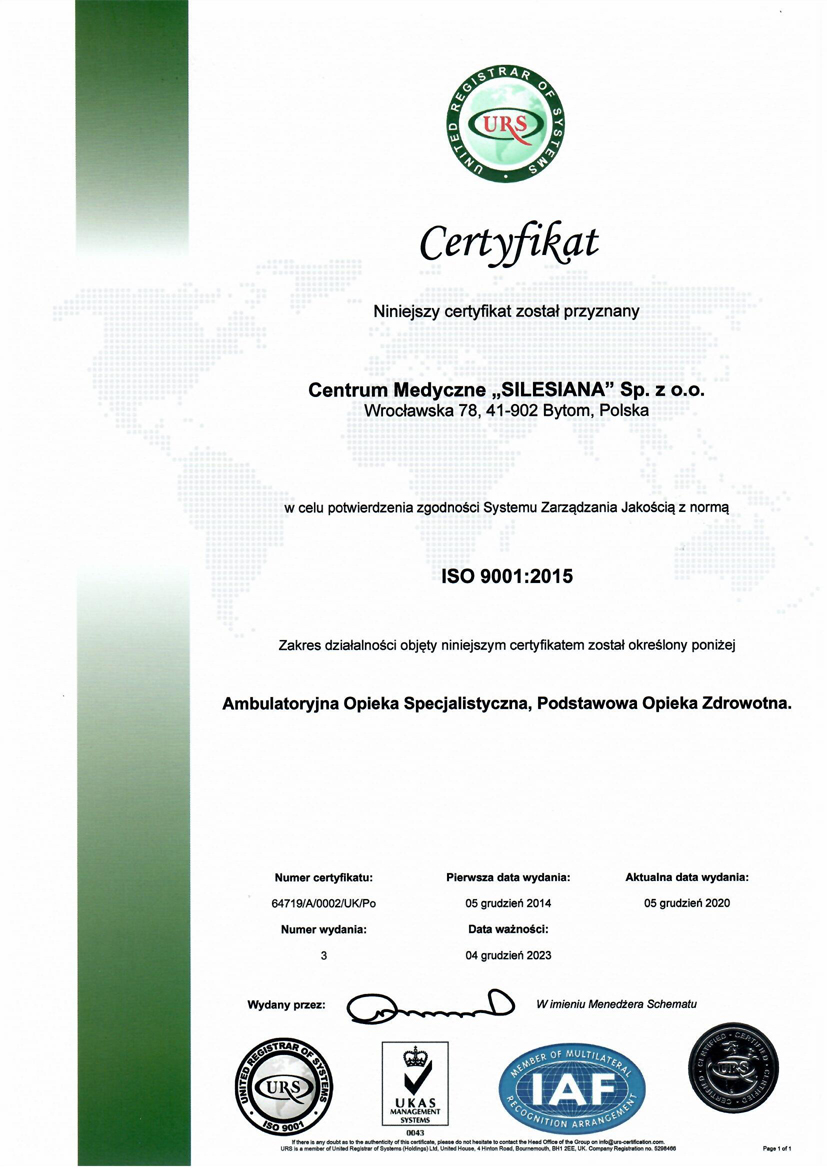 Zdjęcie certyfikatu ISO 9001