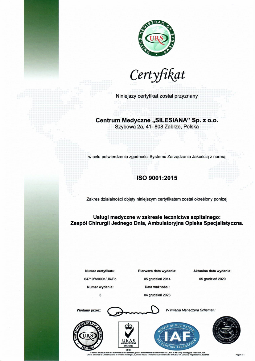 Zdjęcie certyfikatu ISO 9001